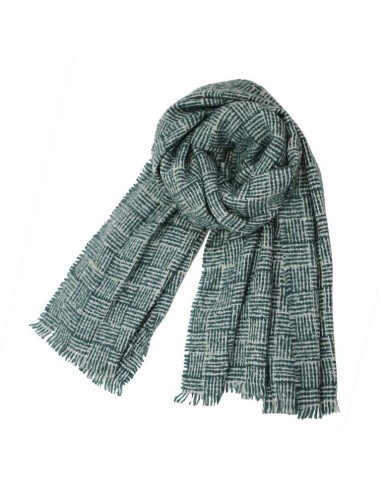 BUFANDA-BICOLOR-BLANCA-VERDE-FLECOS-WIL-DON-ALGODÓN