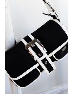BAGUETTE-BLANCO-NEGRO-NEOPRENO-PIEL-VEGANA-BLANCA-HEBILLAS-NOCO-COMPLEMENTOS 2