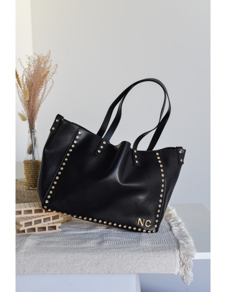 BOLSO-SHOPPER-NEGRO-TACHAS-CRISTALES-ASAS-HOMBRO-ASA-BANDOLERA-NOCO-COMPLEMENTOS