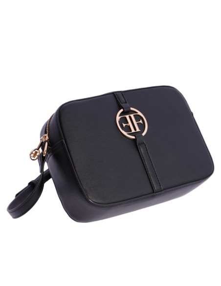 BANDOLERA CUADRADA-NEGRA-LOGO-DORADO-FRONTAL-ASA-BANDOLERA-REGULABLE-EFERRI