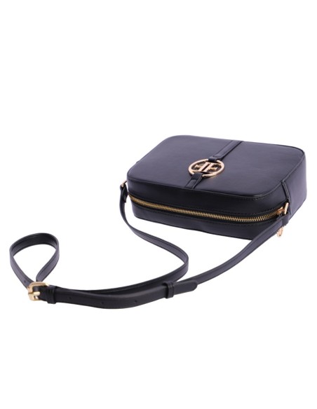 BANDOLERA CUADRADA-NEGRA-LOGO-DORADO-FRONTAL-ASA-BANDOLERA-REGULABLE-EFERRI