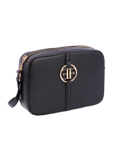 BANDOLERA CUADRADA-NEGRA-LOGO-DORADO-FRONTAL-ASA-BANDOLERA-REGULABLE-EFERRI