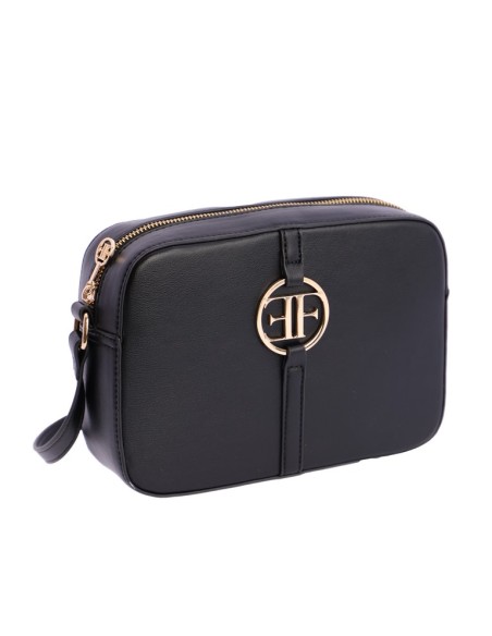 BANDOLERA CUADRADA-NEGRA-LOGO-DORADO-FRONTAL-ASA-BANDOLERA-REGULABLE-EFERRI