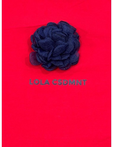 CAMISETA-ROJA-MANGA.CORTA-CUELLO-REDONDO-FLOR-MARINO-RIBETE-BLANCO-LOLA-CASADEMUNT