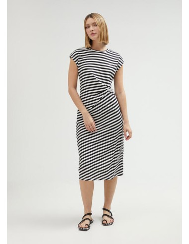 VESTIDO-BICOLOR-RAYAS-BLANCAS-NEGRAS-NUDO-CINTURÓN-LOLA-CASADEMUNT