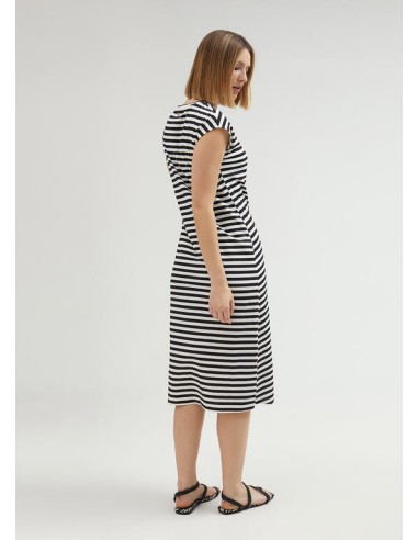 VESTIDO-BICOLOR-RAYAS-BLANCAS-NEGRAS-NUDO-CINTURÓN-LOLA-CASADEMUNT