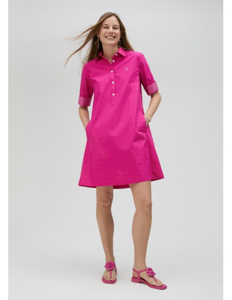 VESTIDO-CAMISERO-FUCSIA-STRASS-AL-TONO-ABOTONADO-LOLA-CASADEMUNT VESTIDO-CAMISERO-FUCSIA-STRASS-AL-TONO-ABOTONADO-LOLA-CASADEMUNT