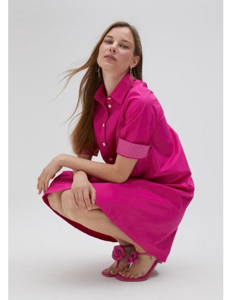 VESTIDO-CAMISERO-FUCSIA-STRASS-AL-TONO-ABOTONADO-LOLA-CASADEMUNT VESTIDO-CAMISERO-FUCSIA-STRASS-AL-TONO-ABOTONADO-LOLA-CASADEMUNT