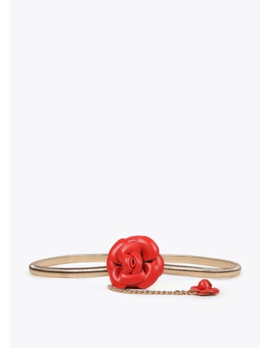 CINTURÓN-METAL-DORADO-ELÁSTICO-FLORES-ROJO-LOLA-CASADEMUNT