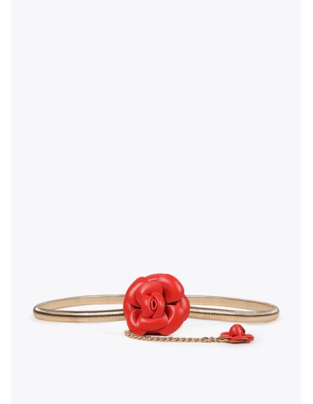 CINTURÓN-METAL-DORADO-ELÁSTICO-FLORES-ROJO-LOLA-CASADEMUNT