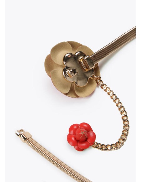 CINTURÓN-METAL-DORADO-ELÁSTICO-FLORES-ROJO-LOLA-CASADEMUNT