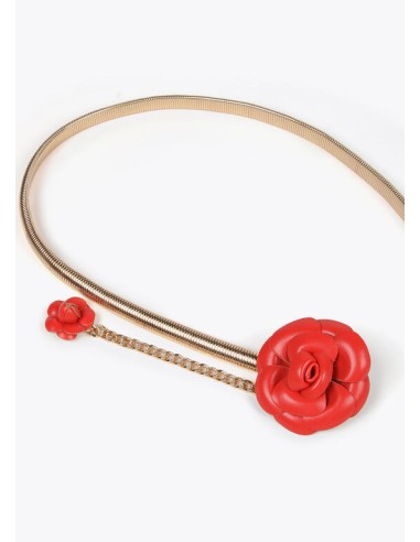 CINTURÓN-METAL-DORADO-ELÁSTICO-FLORES-ROJO-LOLA-CASADEMUNT