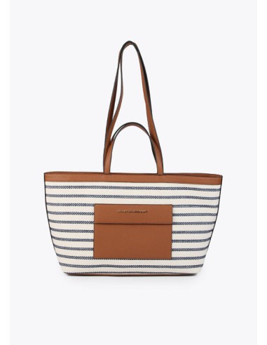 SHOPPER-TEJIDO-RAYAS-EFECTO-PIEL-MARRÓN-ASAS-MANO-ASAS-HOMBRO-LOLA-CASADEMUNT