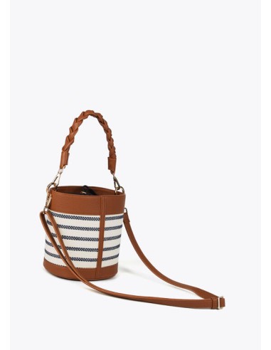 BOLSO-BUCKET-BOMBONERA-COMBINADO-RAYAS-EFECTO-PIEL-MARRÓN-ASA-BANDOLERA-CIERRE.CORDONES-LOLA-CASADEMUNT