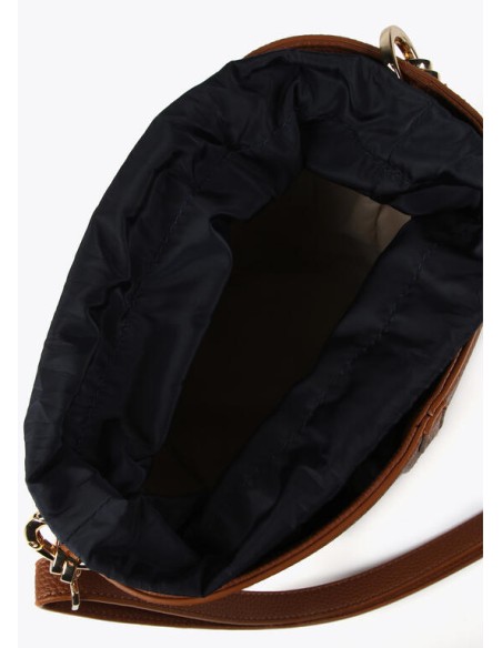 BOLSO-BUCKET-BOMBONERA-COMBINADO-RAYAS-EFECTO-PIEL-MARRÓN-ASA-BANDOLERA-CIERRE.CORDONES-LOLA-CASADEMUNT