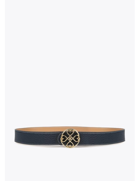 CINTURÓN-REVERSIBLE-MARRÓN-MARINO-HEBILLA-REDONDO-CORAZONES-LOLA-CASADEMUNT