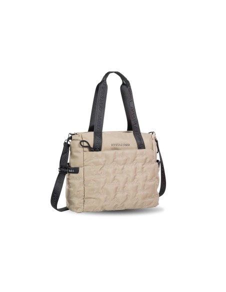 BOLSO-SHOPPER-TAUPE-NYLON-ACOLCHADO-ASAS-HOMBRO-ASA-BANDOLERA-DEVOTA&LOMBA