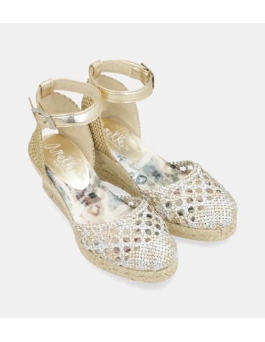 SANDALIAS-CUÑA-YUTE-COMBINADA-PLATA.DORADO-MEMORIES-ANEKKE
