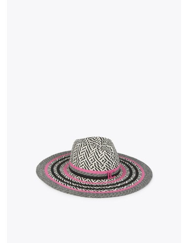 SOMBRERO-FLOPPY-RAFIA-ROSA-NEGRO-LOGO-FRONTAL-LOLA-CASADEMUNT