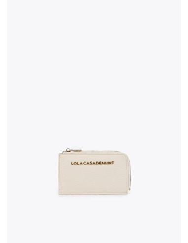 MONEDERO-TARJETERO-EFECTO-PIEL-LISA-LOGO-DORADO-CRUDO-LOLA-CASADEMUNT