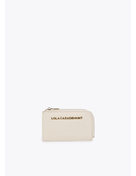 MONEDERO-TARJETERO-EFECTO-PIEL-LISA-LOGO-DORADO-CRUDO-LOLA-CASADEMUNT MONEDERO-TARJETERO-EFECTO-PIEL-LISA-LOGO-DORADO-CRUDO-LOLA-CASADEMUNT