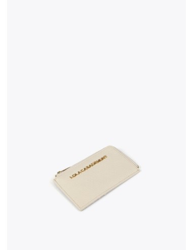 MONEDERO-TARJETERO-EFECTO-PIEL-LISA-LOGO-DORADO-CRUDO-LOLA-CASADEMUNT