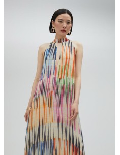 VESTIDO-LARGO-MULTIRAYA-COLORIDO-CIERRE.CUELLO-LOLA-CASADEMUNT 2