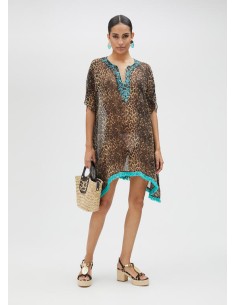 VESTIDO-CAMISERO-PRINT-MARRÓN-NEGRO-PIEDRECITAS-TURQUESA-LOLA-CASADEMUNT