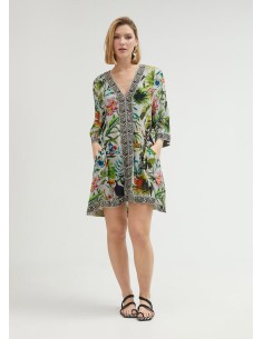 KURTA CORTA-ESTAMPADO-FLORAL-JUNGLE-MANGA-LARLA-LOLA-CASADEMUNT