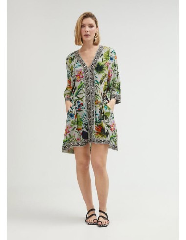 KURTA CORTA-ESTAMPADO-FLORAL-JUNGLE-MANGA-LARLA-LOLA-CASADEMUNT