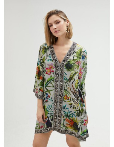 KURTA CORTA-ESTAMPADO-FLORAL-JUNGLE-MANGA-LARLA-LOLA-CASADEMUNT