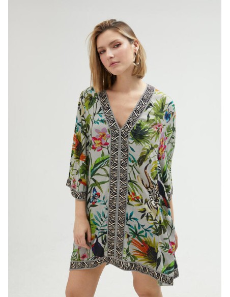 KURTA CORTA-ESTAMPADO-FLORAL-JUNGLE-MANGA-LARLA-LOLA-CASADEMUNT KURTA CORTA-ESTAMPADO-FLORAL-JUNGLE-MANGA-LARLA-LOLA-CASADEMUNT