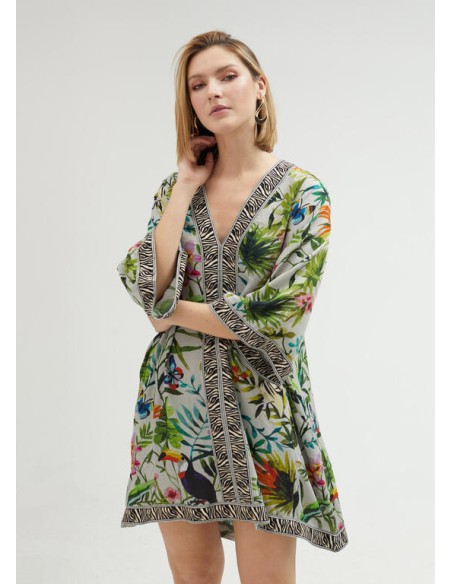 KURTA CORTA-ESTAMPADO-FLORAL-JUNGLE-MANGA-LARLA-LOLA-CASADEMUNT KURTA CORTA-ESTAMPADO-FLORAL-JUNGLE-MANGA-LARLA-LOLA-CASADEMUNT