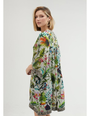 KURTA CORTA-ESTAMPADO-FLORAL-JUNGLE-MANGA-LARLA-LOLA-CASADEMUNT