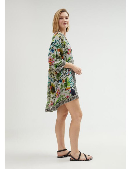 KURTA CORTA-ESTAMPADO-FLORAL-JUNGLE-MANGA-LARLA-LOLA-CASADEMUNT KURTA CORTA-ESTAMPADO-FLORAL-JUNGLE-MANGA-LARLA-LOLA-CASADEMUNT