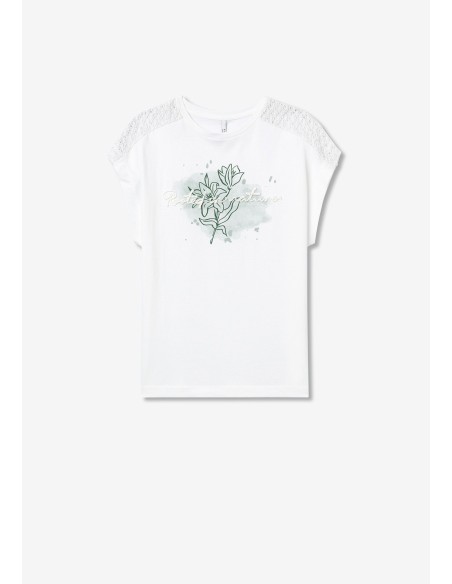 CAMISETA-BLANCA-FLORES-VERDE-BORDADO-BLANCO-ONÇA-TIFFOSI CAMISETA-BLANCA-FLORES-VERDE-BORDADO-BLANCO-ONÇA-TIFFOSI