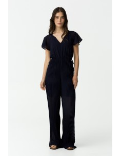 MONO-LARGO-MARINO-CUELLO-ÌCO-CINTURA-ELÁSTICA-PANTALONES-EFECTO-PLISADO