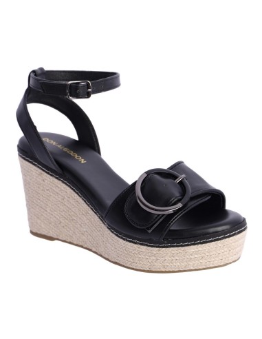 SANDALIAS-CUÑA-NEGRAS-HEBILLA-CIERRE-TOBILLERO-LUISA-DON-ALGODÓN