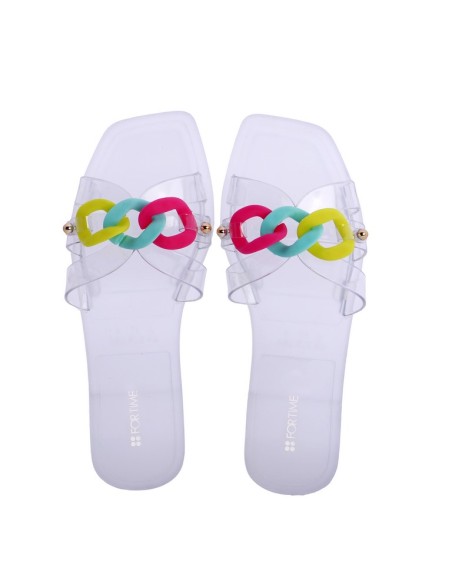 CHANCLAS-CADENA-MULTICOLOR-BLANCAS-FORTIME