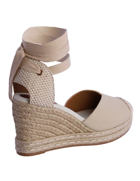 ALPARGATAS-CUÑA-BEIGE-CIERRE-LAZADA-CERRADAS-SARI-DON-ALGODÓN ALPARGATAS-CUÑA-BEIGE-CIERRE-LAZADA-CERRADAS-SARI-DON-ALGODÓN