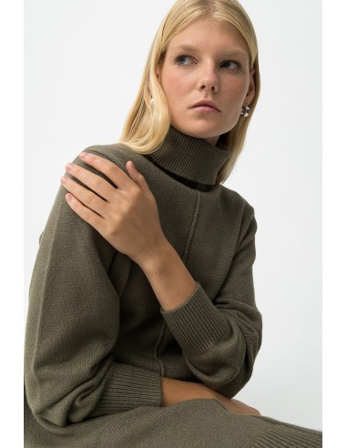 VESTIDO-VERDE-MILITAR-COSTURA-FRONTAL-CUELLO-ALTO-THALIA-TIFFOSI