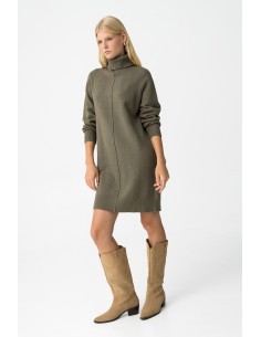 VESTIDO-VERDE-MILITAR-COSTURA-FRONTAL-CUELLO-ALTO-THALIA-TIFFOSI 2