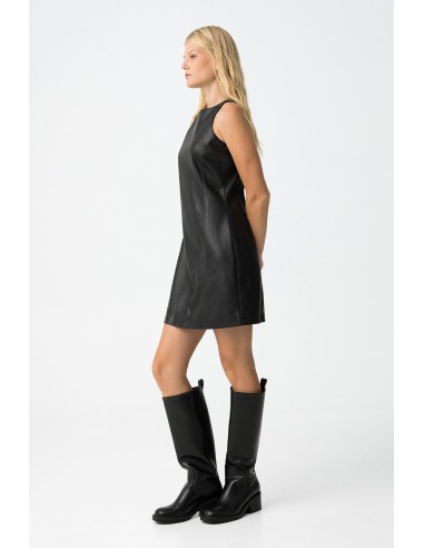 VESTIDO-CORTO-EFECTO-PIEL-NEGRO-SIN MANGAS-CLASSY-TIFFOSI