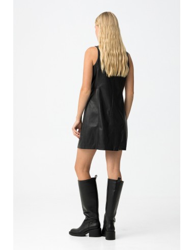 VESTIDO-CORTO-EFECTO-PIEL-NEGRO-SIN MANGAS-CLASSY-TIFFOSI