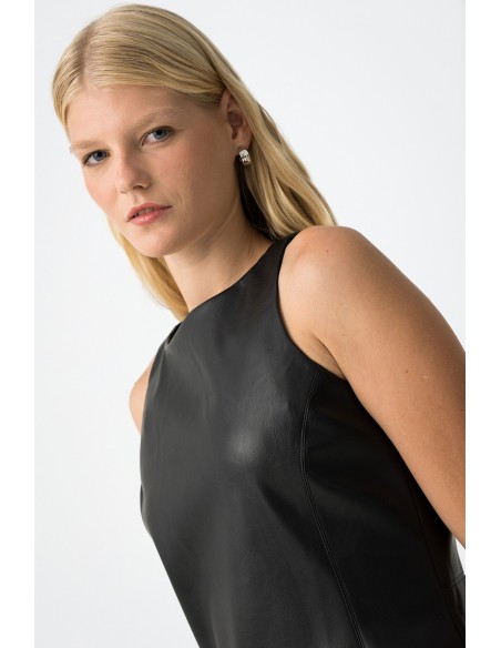 VESTIDO-CORTO-EFECTO-PIEL-NEGRO-SIN MANGAS-CLASSY-TIFFOSI VESTIDO-CORTO-EFECTO-PIEL-NEGRO-SIN MANGAS-CLASSY-TIFFOSI