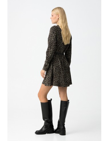 VESTIDO-CORTO-ANIMAL-PRINT-CINTURÓN-EFECTO-PIEL-LEOPARD-TIFFOSI