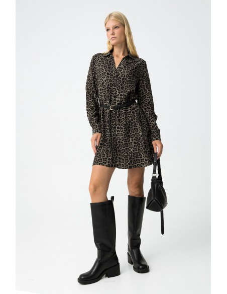 VESTIDO-CORTO-ANIMAL-PRINT-CINTURÓN-EFECTO-PIEL-LEOPARD-TIFFOSI