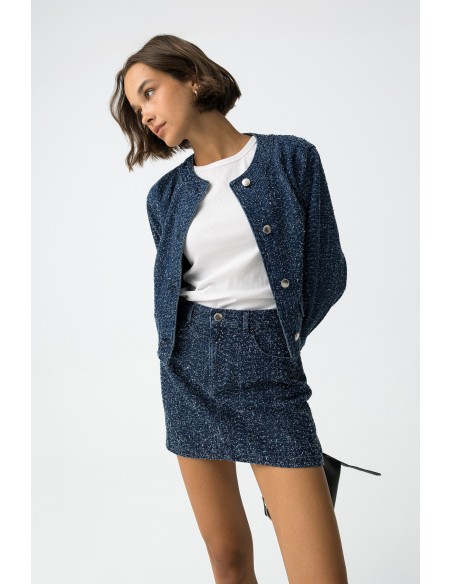 MINIFALDA-DENIM-AZUL-OSCURO-JASPEADO--CINTURA-ALTA-CIERRE-METÁLICO-ASPEN-TIFFOSI. MINIFALDA-DENIM-AZUL-OSCURO-JASPEADO--CINTURA-ALTA-CIERRE-METÁLICO-ASPEN-TIFFOSI.
