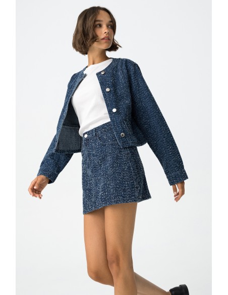 MINIFALDA-DENIM-AZUL-OSCURO-JASPEADO--CINTURA-ALTA-CIERRE-METÁLICO-ASPEN-TIFFOSI. MINIFALDA-DENIM-AZUL-OSCURO-JASPEADO--CINTURA-ALTA-CIERRE-METÁLICO-ASPEN-TIFFOSI.