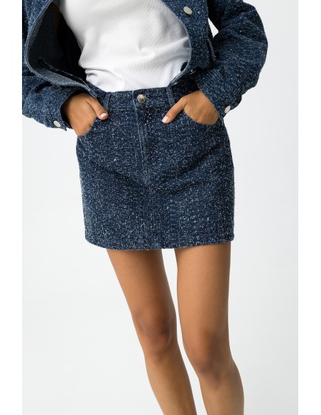 MINIFALDA-DENIM-AZUL-OSCURO-JASPEADO--CINTURA-ALTA-CIERRE-METÁLICO-ASPEN-TIFFOSI. MINIFALDA-DENIM-AZUL-OSCURO-JASPEADO--CINTURA-ALTA-CIERRE-METÁLICO-ASPEN-TIFFOSI.